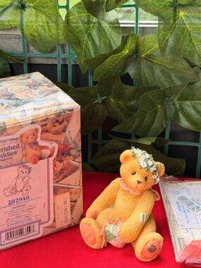 Cherished Teddies Jasmine Yellow Bear Figurine with Floral Headband